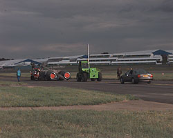 ThrustSSC is towed to the runway