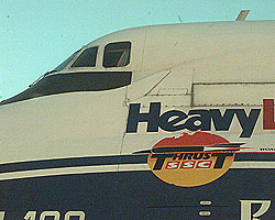 The nose of the Antonov AN-124 with ThrustSSC logo