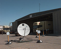 The ThrustSSC hangar and satellite dish