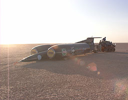 ThrustSSC is rolled out at dawn