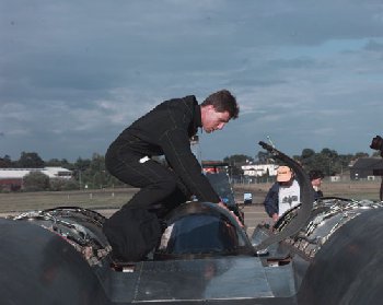 Andy climbs into ThrustSSC