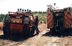 Supacat with a conventional fire-engine