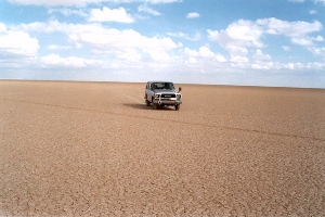 Off-road vehicle in Jafr Desert