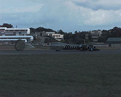 ThrustSSC with brake parachute trailing