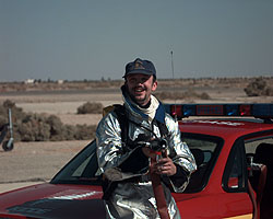 Robbie Kraike prepares for his fire-fighting role