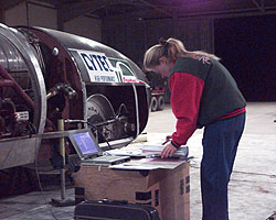 Jayne Millington checking ThrustSSC's systems