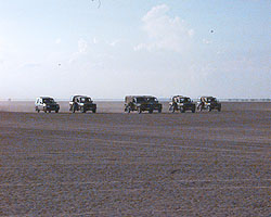 The Badir arrive in their Land Rovers