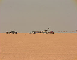 ThrustSSC is towed back to the start