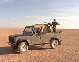 The Badir in one of their Land Rovers