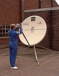 Jeremy Davey setting up the satellite's RF head