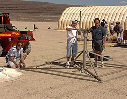 Bruce, Julio and Tim set up the Hughes satellite dish