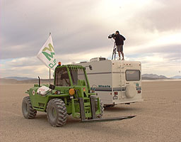 The Merlo and Winnebago waiting for the run