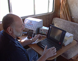 Chief Steward Dave Petrali at work with the timing equipment