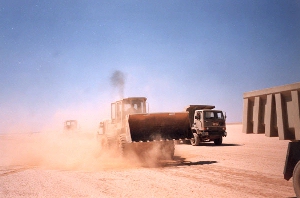 Grading work in Jafr Desert