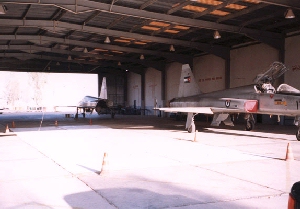 The interior of the ThrustSSC hangar