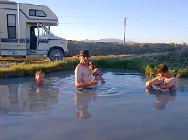 Enjoying the hot springs