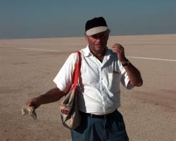 The writer for German 
Playboy displays one of his rocks